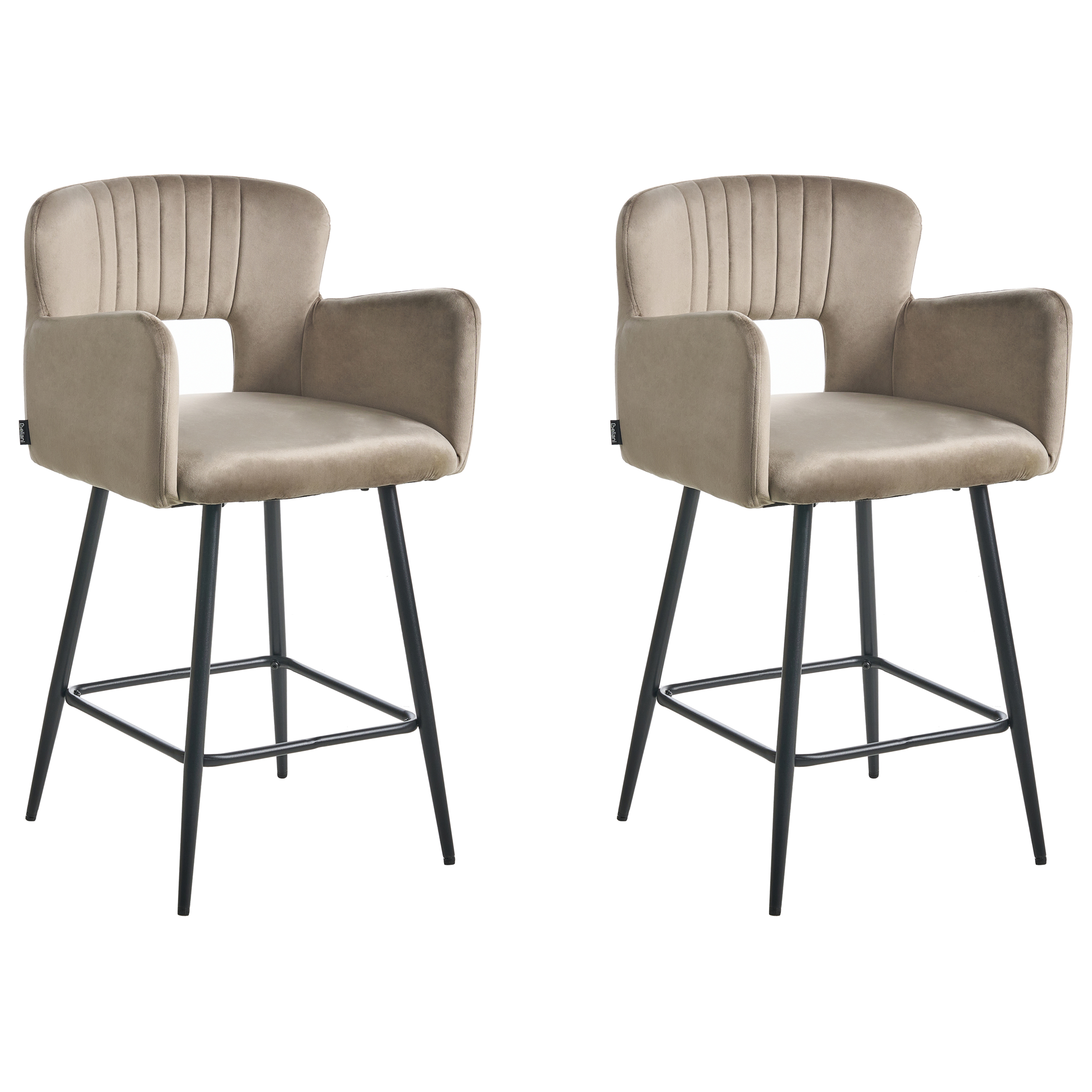 Set med 2 barstolar SANILAC Sammet Taupe