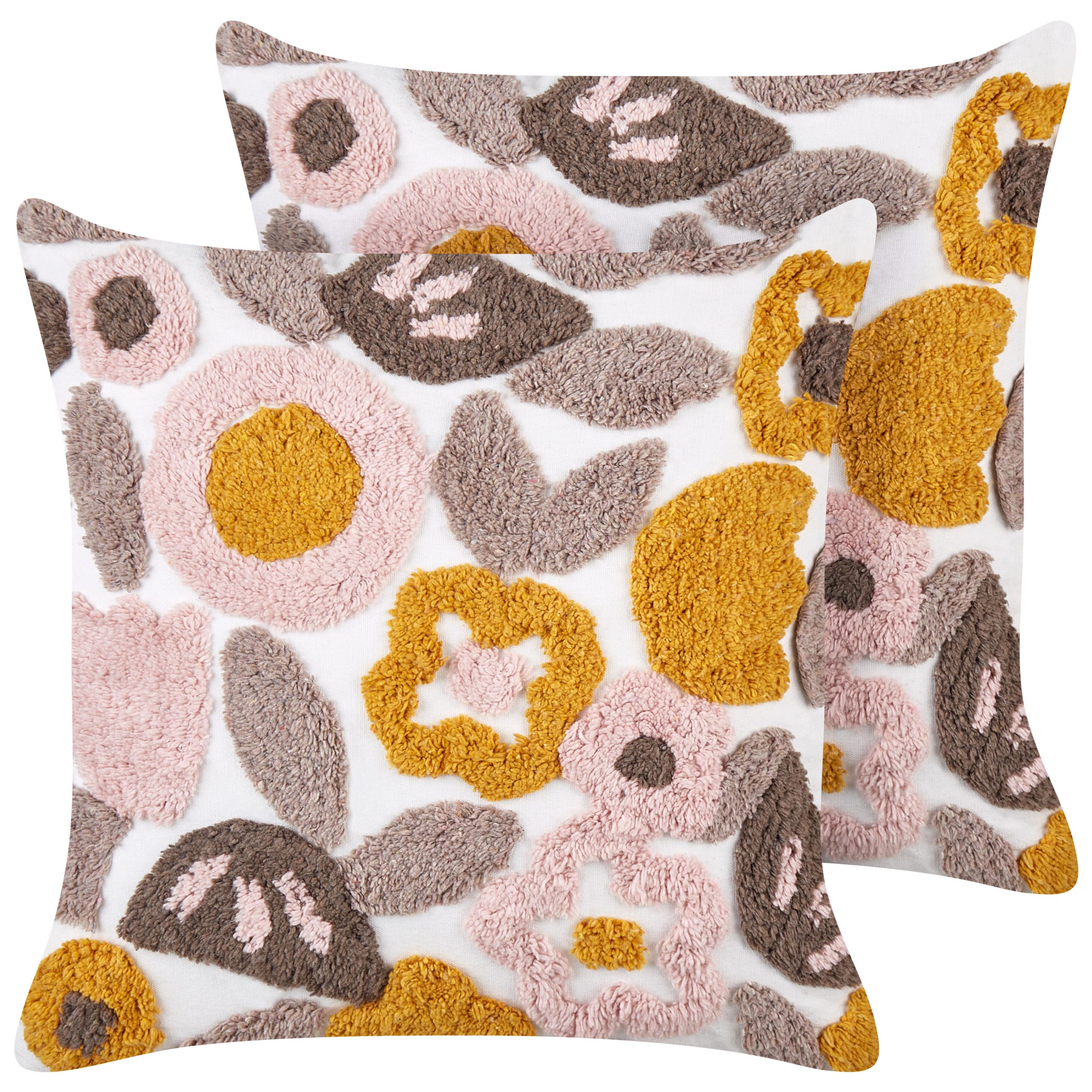 Set med 2 prydnadskuddar KANDIARO 45 x 45 cm Bomull Flerfärgad Blommigt tryck