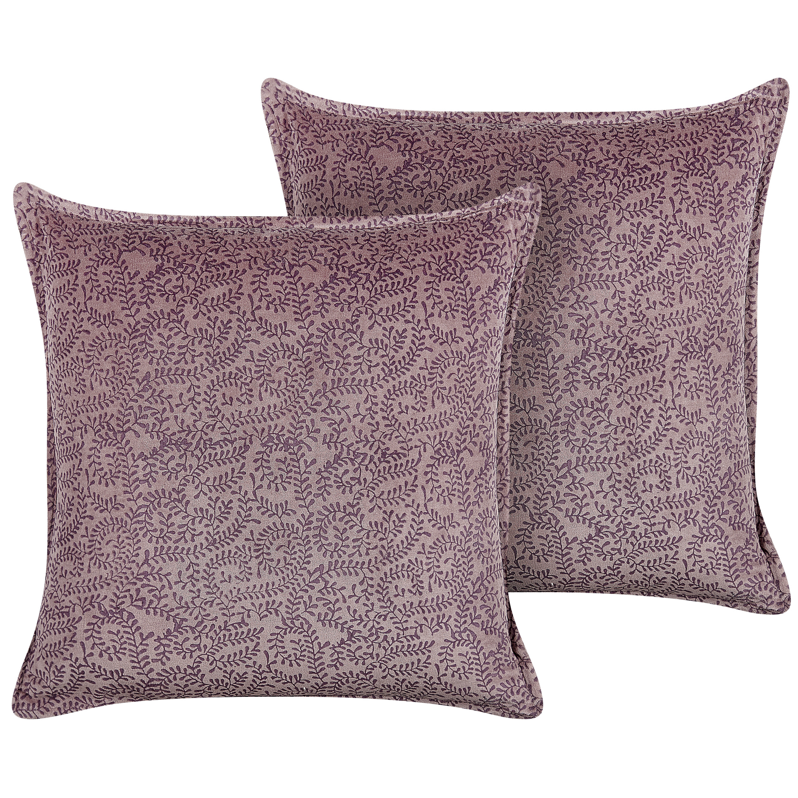 Set med 2 prydnadskuddar KALMIA 45 x 45 cm Sammet Rosa Blommigt tryck