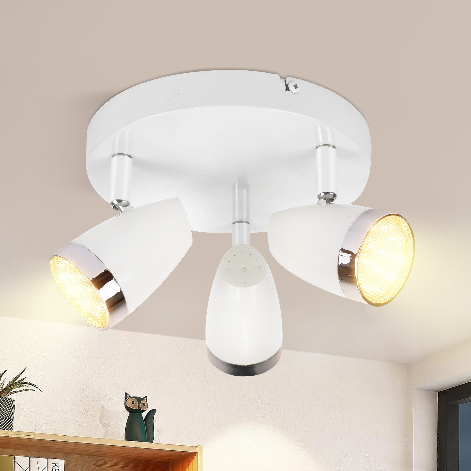 NETTLIFE Modern LED-takspotlight med 3 ljuskällor, 4 W vit, varmvit 3000 K