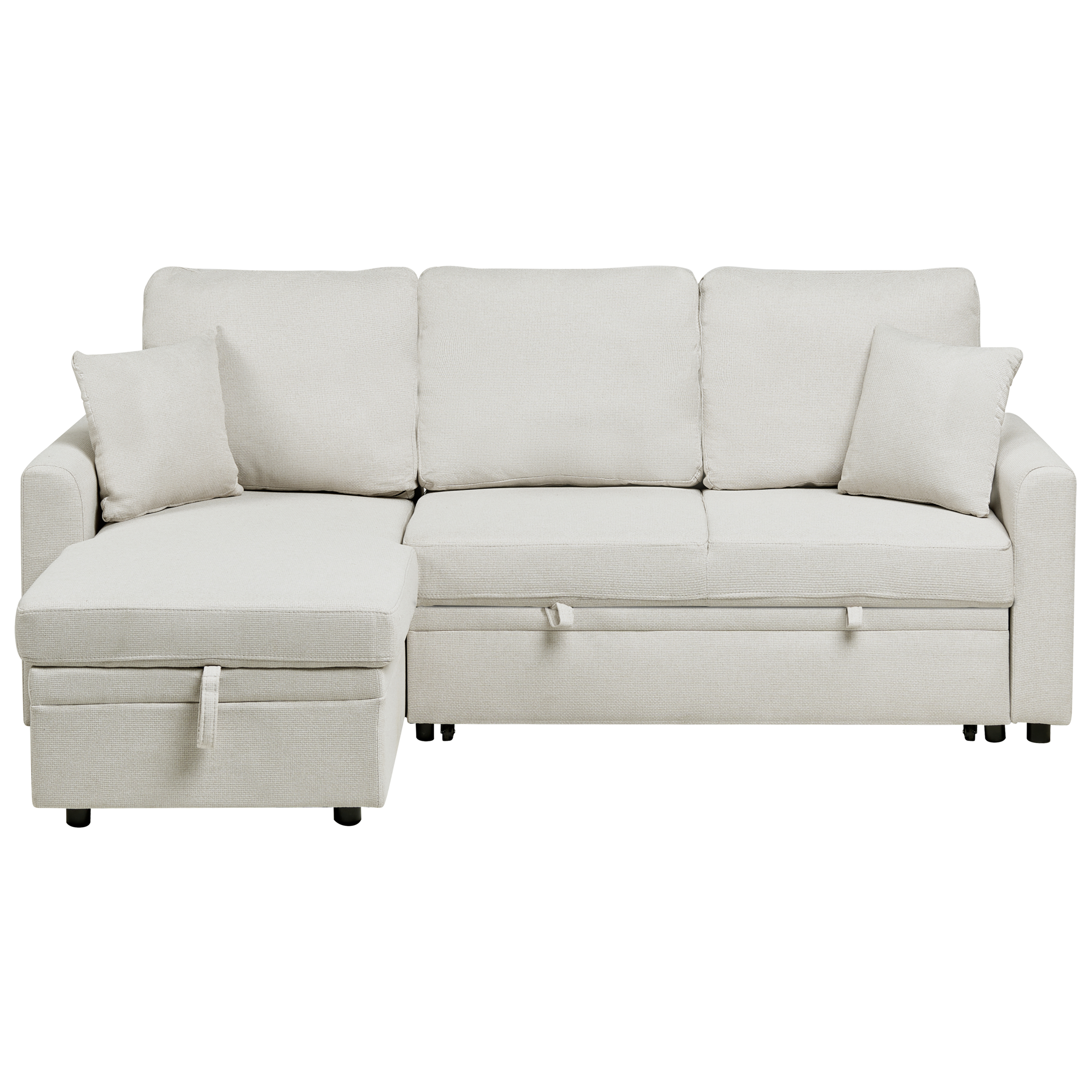 Hörnbäddsoffa 3-sits NASSJO Konstlinne Off-White Högervänd