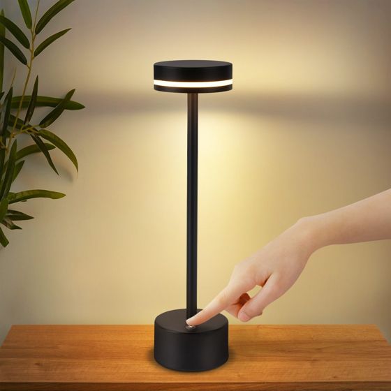 NETTLIFE nettlife trådlös LED-bordslampa 3000k-6500k dimbar sänglampa med usb-c-port touch svart
