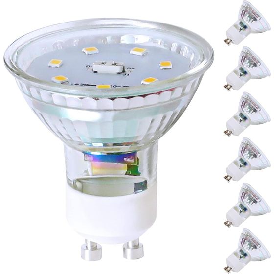 NETTLIFE 10 st GU10 LED-lamppaket varmvit 5W ersätter 50W, energibesparande 3000K strålvinkel 110° icke-justerbar glödlampsreflektor