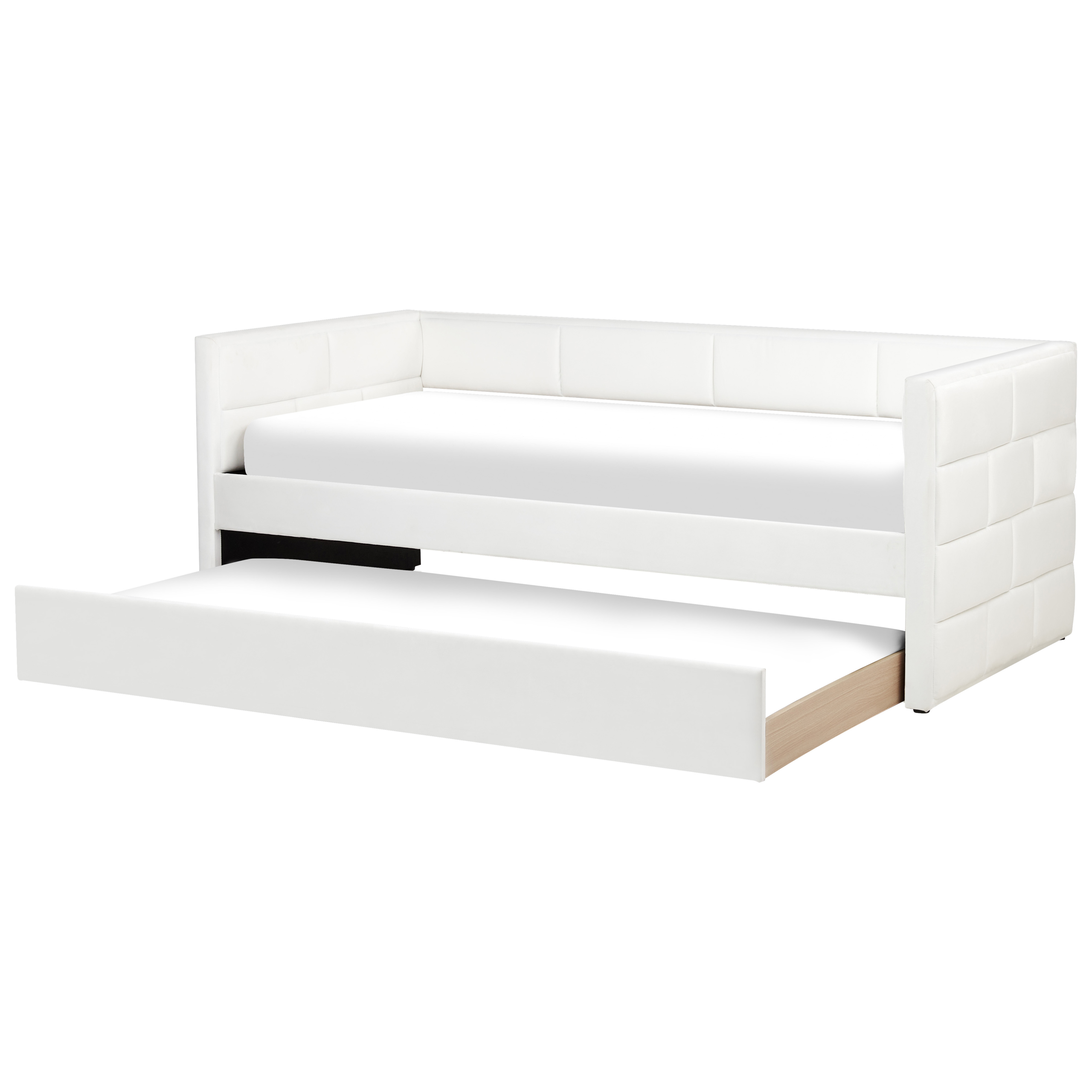 Utdragbar säng Sammet CHAVONNE 90 x 200 cm Off-White