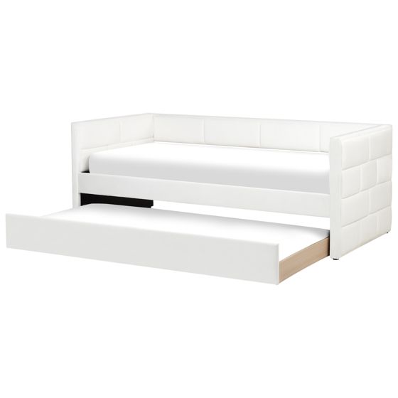 Utdragbar säng Sammet CHAVONNE 90 x 200 cm Off-White