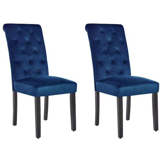 Set med 2 matstolar VELVA Sammet Mörkblå