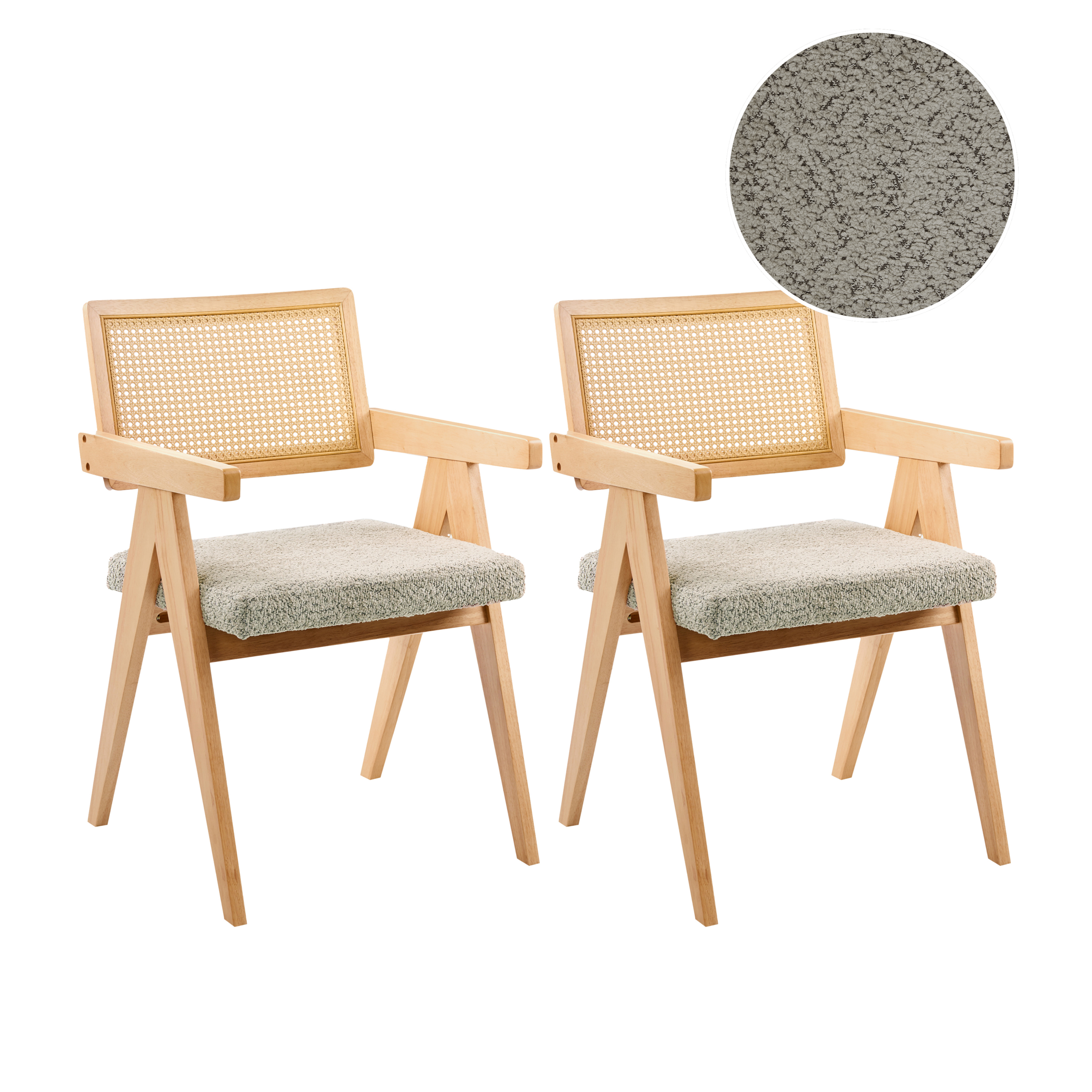 Set med 2 matstolar AVA Trä Ljusbrun/ Taupe