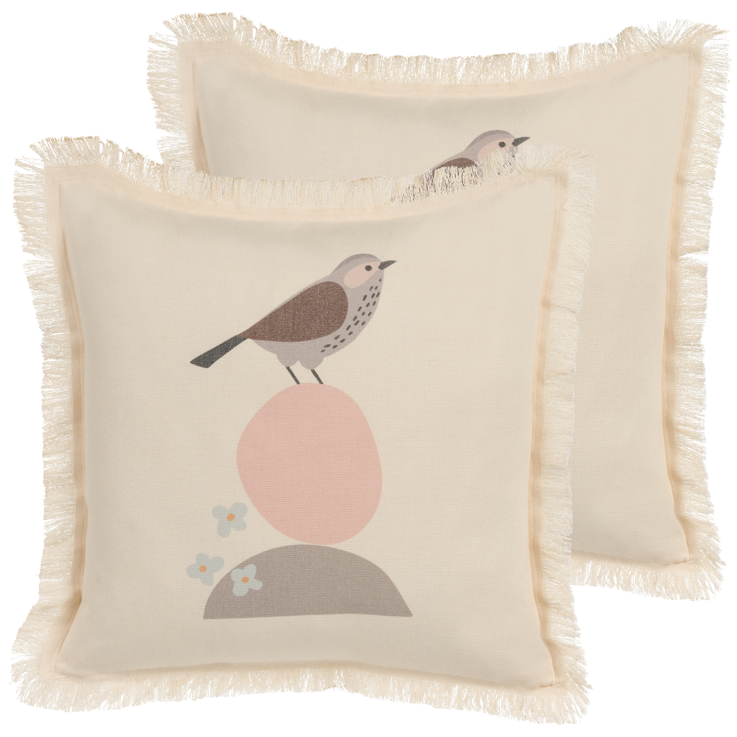 Set med 2 prydnadskuddar WATTLE 60 x 60 cm Ljusbeige Djurtryck