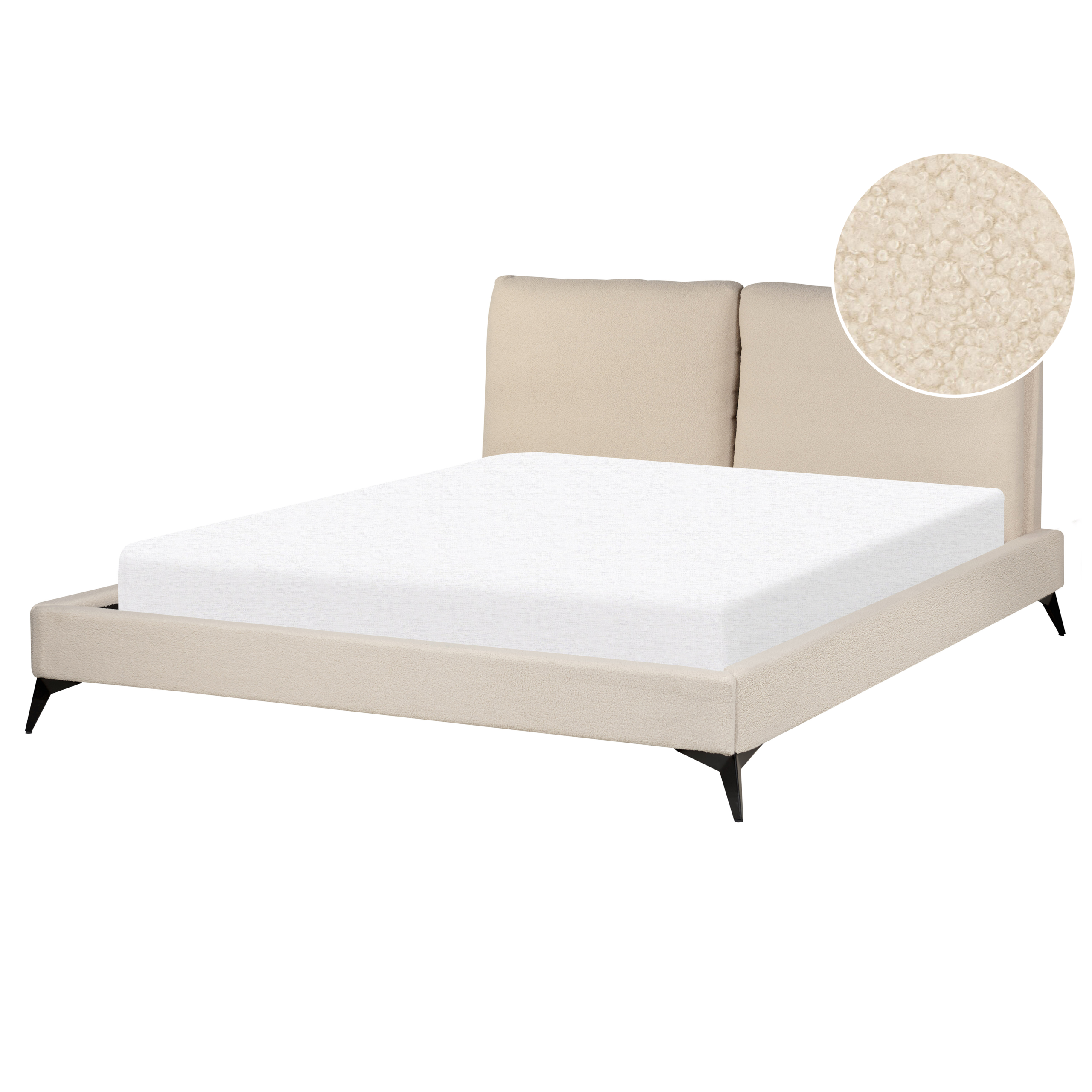 Säng med lamellram Bouclé MELLE 160 x 200 cm Beige