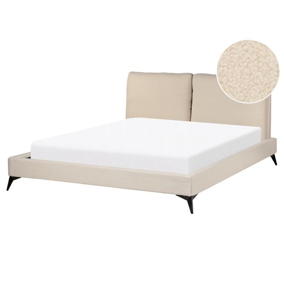 Säng med lamellram Bouclé MELLE 160 x 200 cm Beige