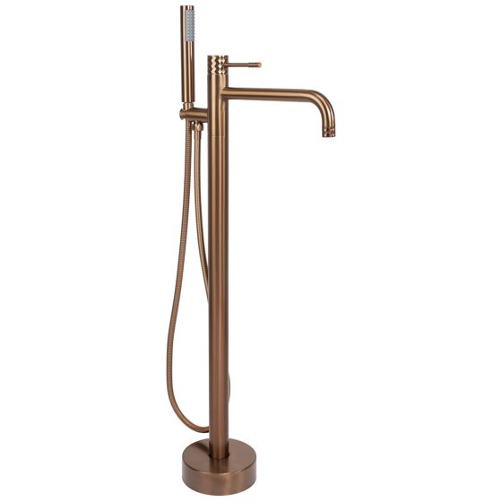 REA golvmonterad badkarsblandare Lungo Diamond , Borstad koppar, 23,5x16x88cm