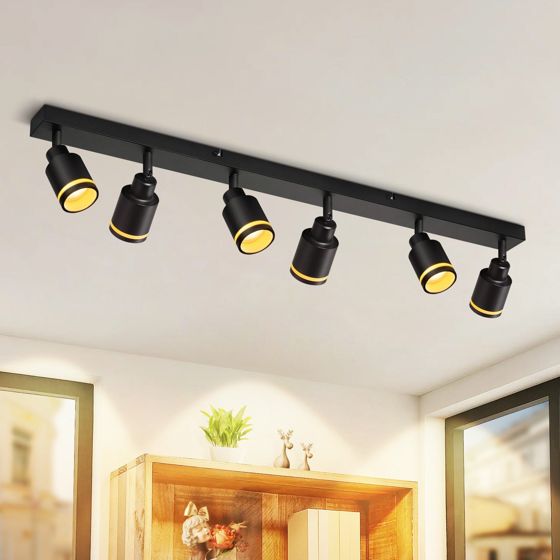 NETTLIFE modern svart taklampa: 6 justerbara metallspotlights i taket, GU10 för kontor, sovrum, matsal, ingen glödlampa