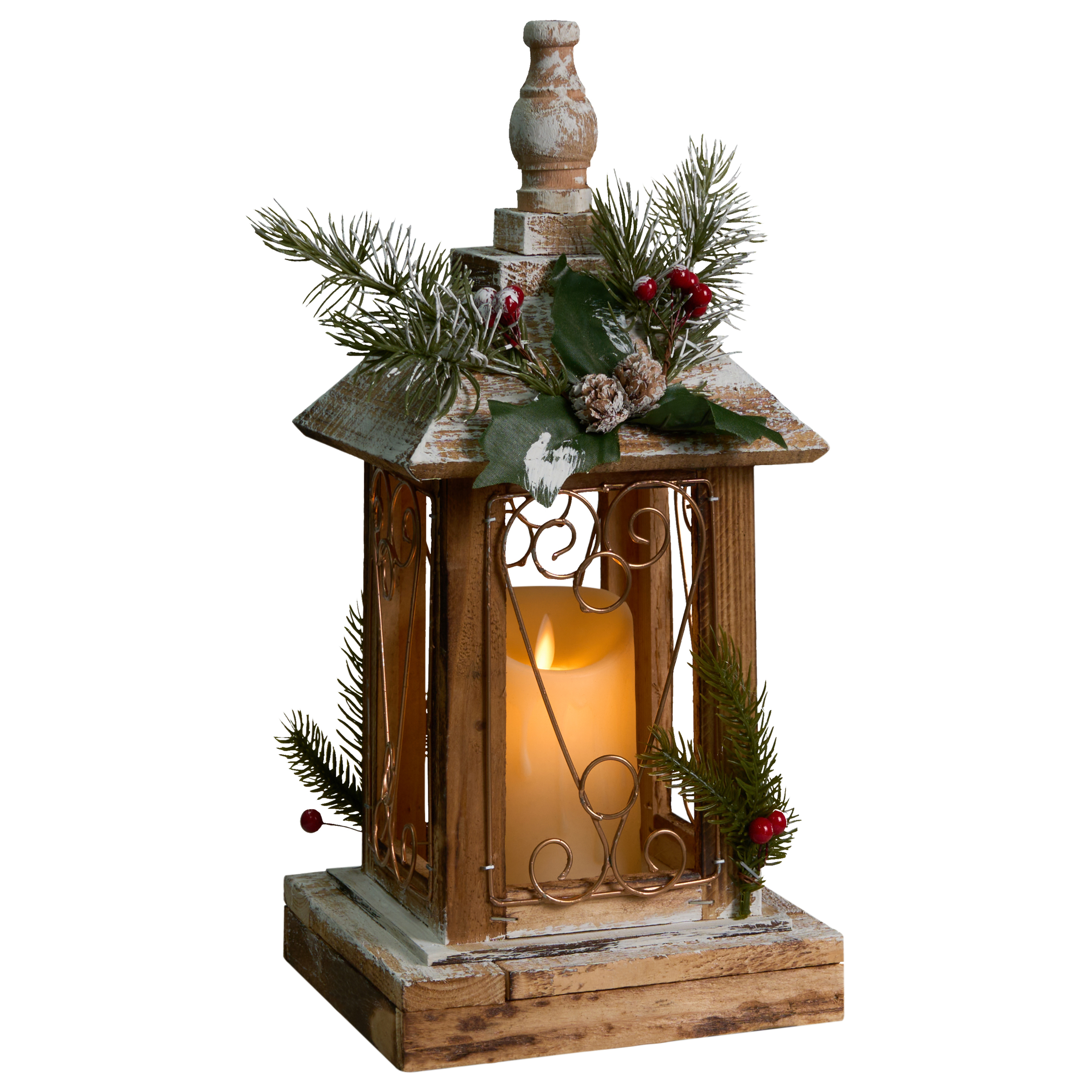 LED-lykta SAIMA 40 cm Julmotiv Mörkbrun