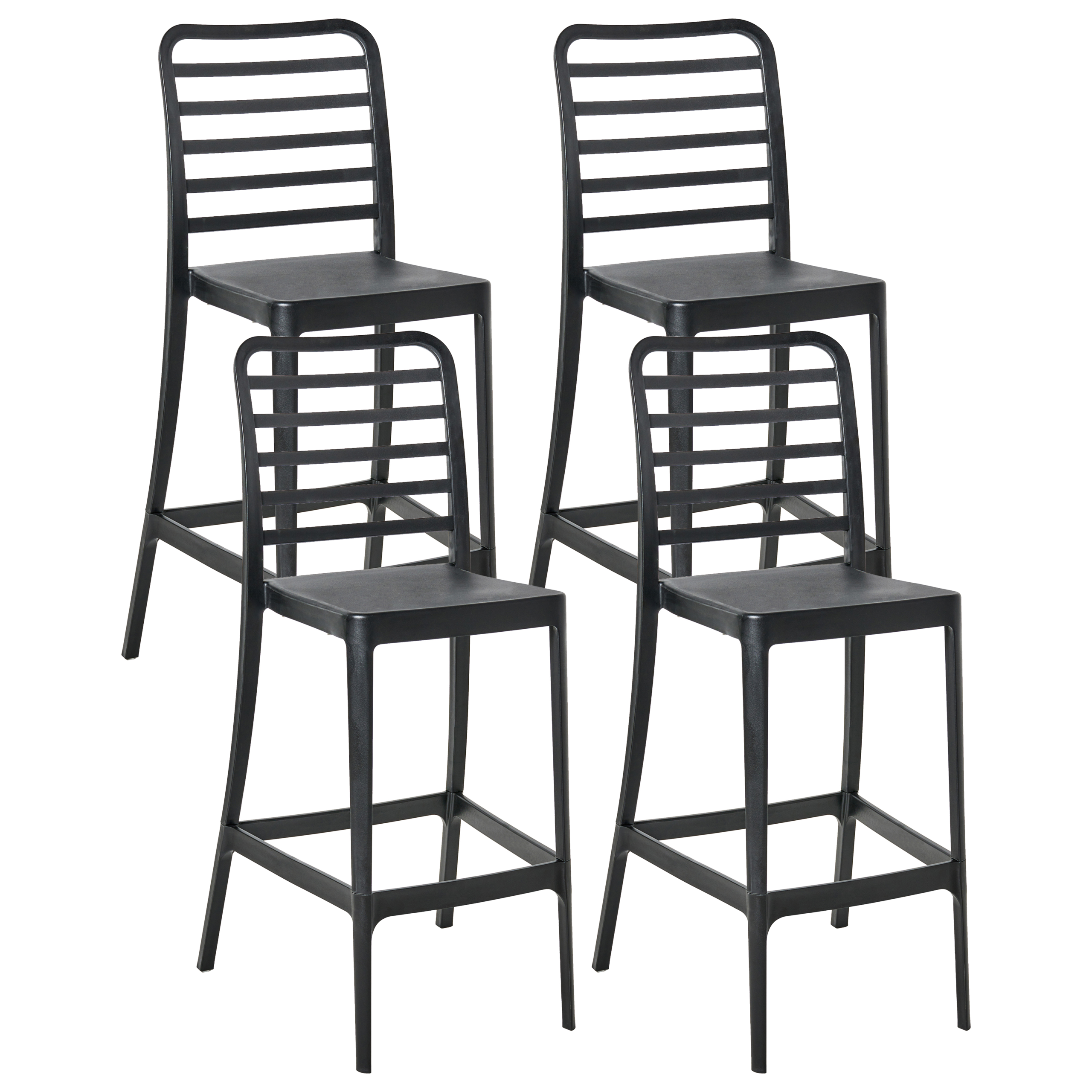 Set med 4 barstolar SECEDA 2-i-1 Syntetiskt material Svart