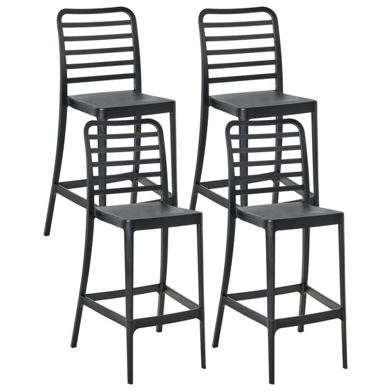 Set med 4 barstolar SECEDA 2-i-1 Syntetiskt material Svart