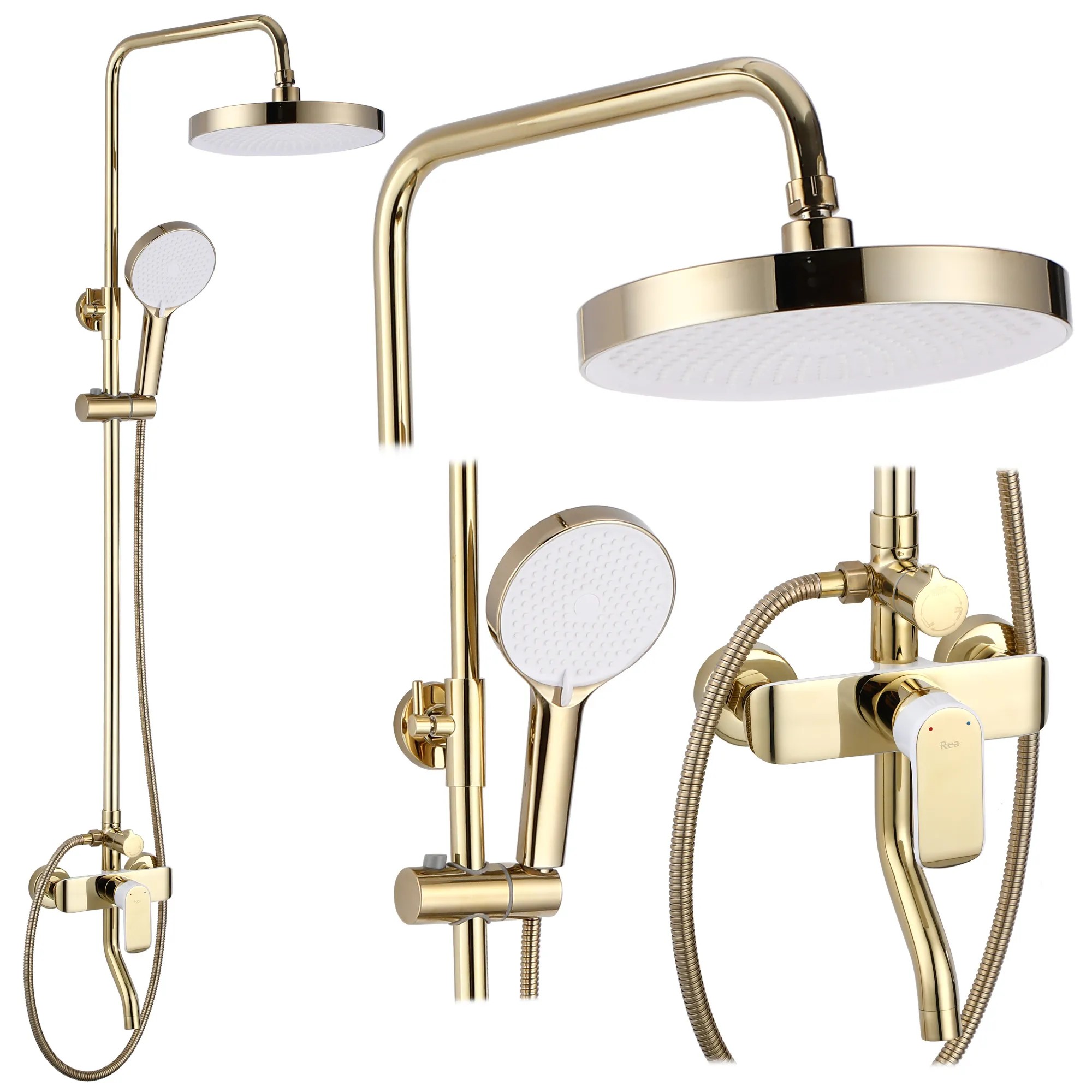 REA Duschset MY1805-77WG BLOOM Vit/Guld, 45x25x144cm