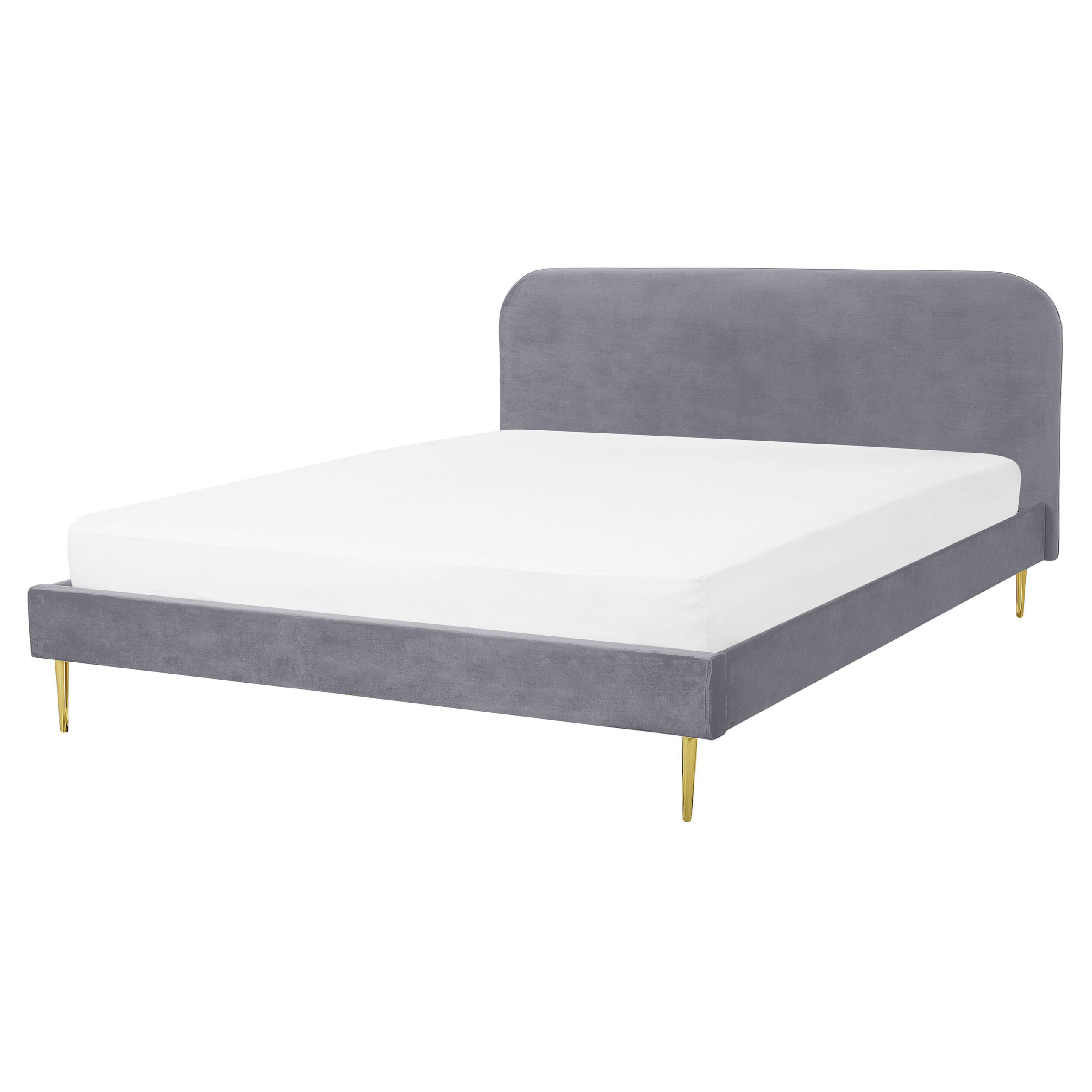Säng med lamellram Sammet FLAYAT 160 x 200 cm Grå