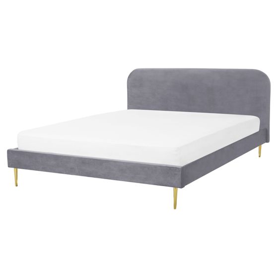 Säng med lamellram Sammet FLAYAT 160 x 200 cm Grå
