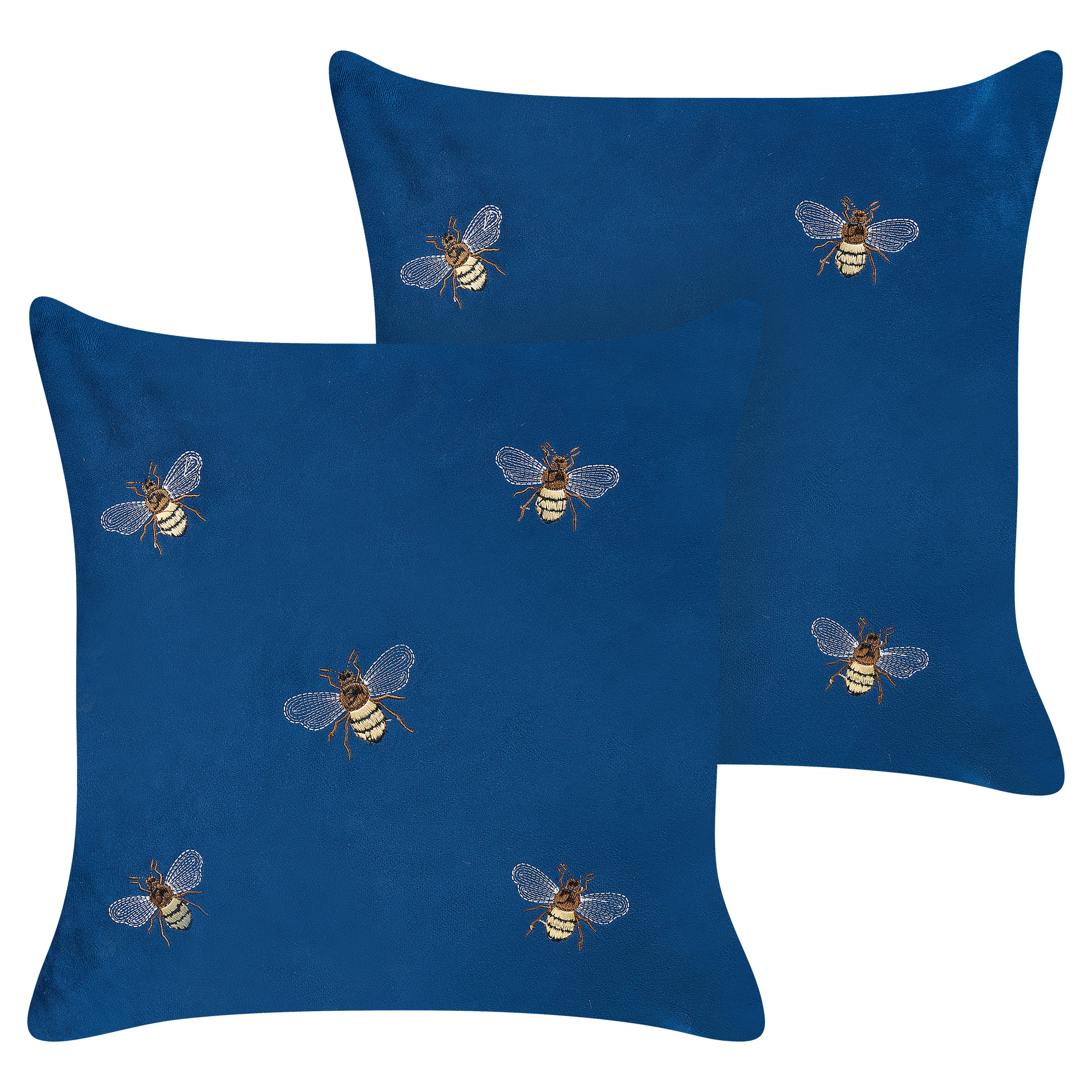 Set med 2 prydnadskuddar TALINUM 45 x 45 cm Sammet Blå Djurtryck