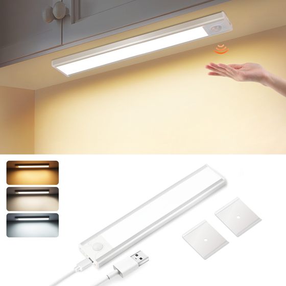 NETTLIFE LED-underskåpslampa med rörelsesensor, USB-laddningsbar, 1500 mAh, perfekt för garderob, hall eller garderober