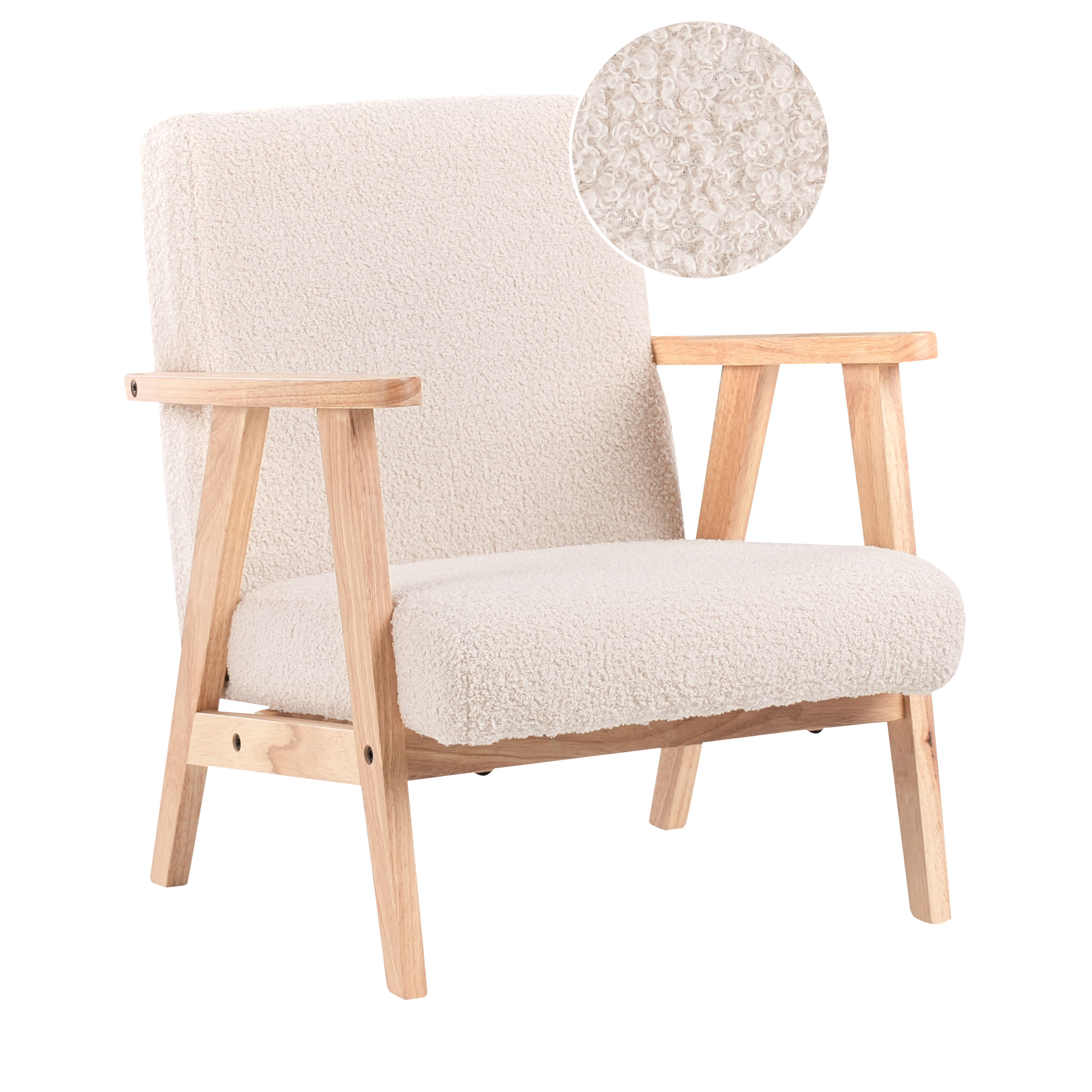 Barnfåtölj LINDE Bouclé Ljusbeige