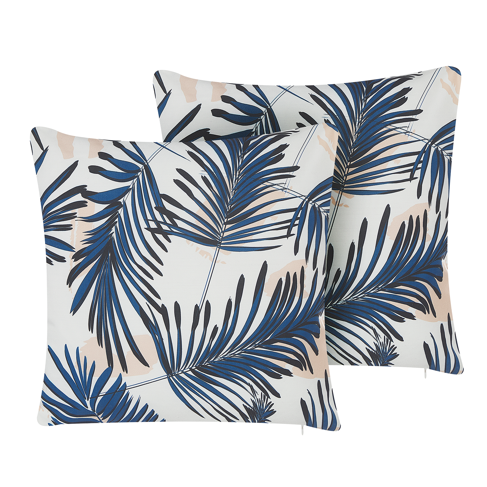 Set med 2 utomhusdynor ELATI Växtmotiv 45 x 45 cm Marinblå