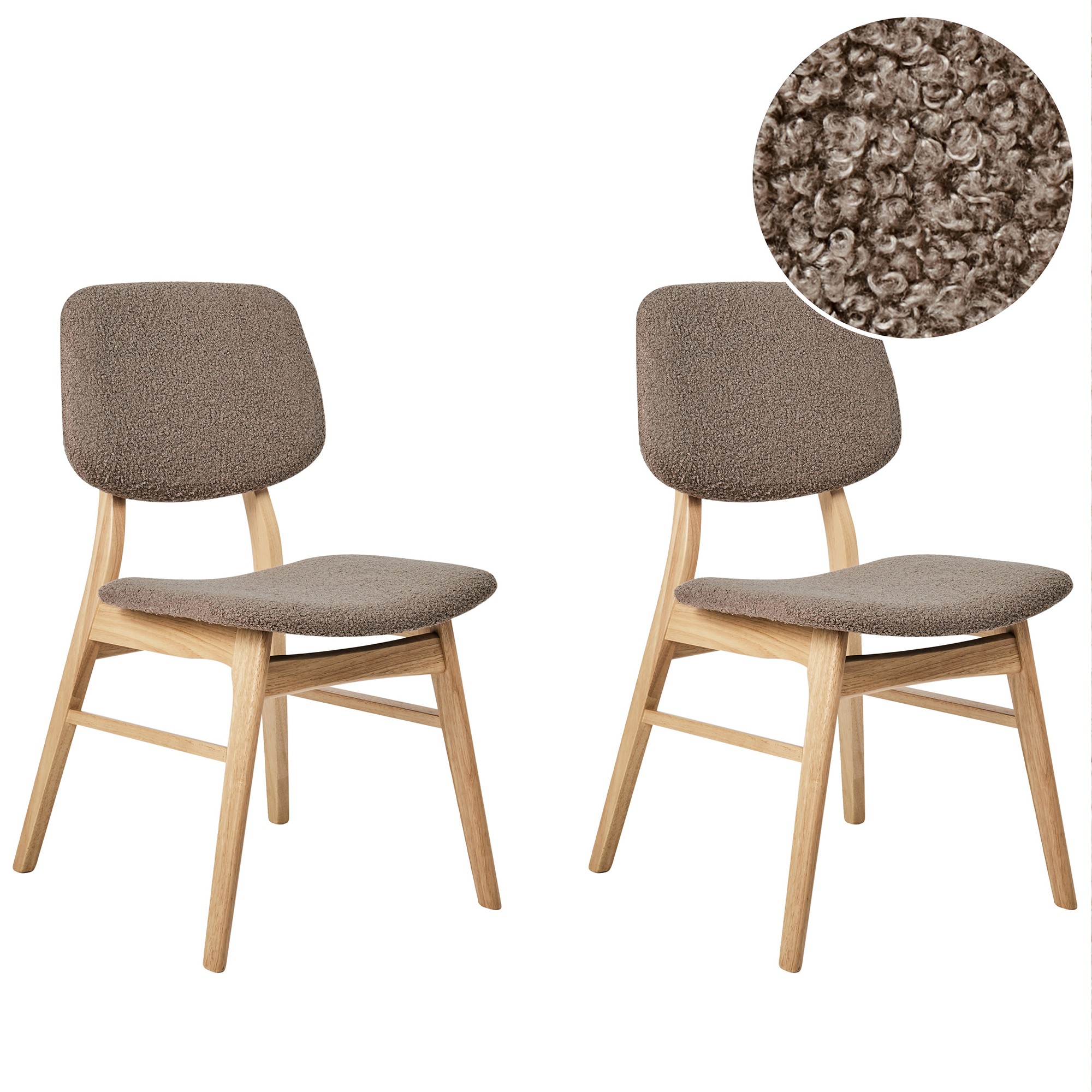 Set med 2 matstolar ELAINE Bouclé Ljusbrun/ Taupe