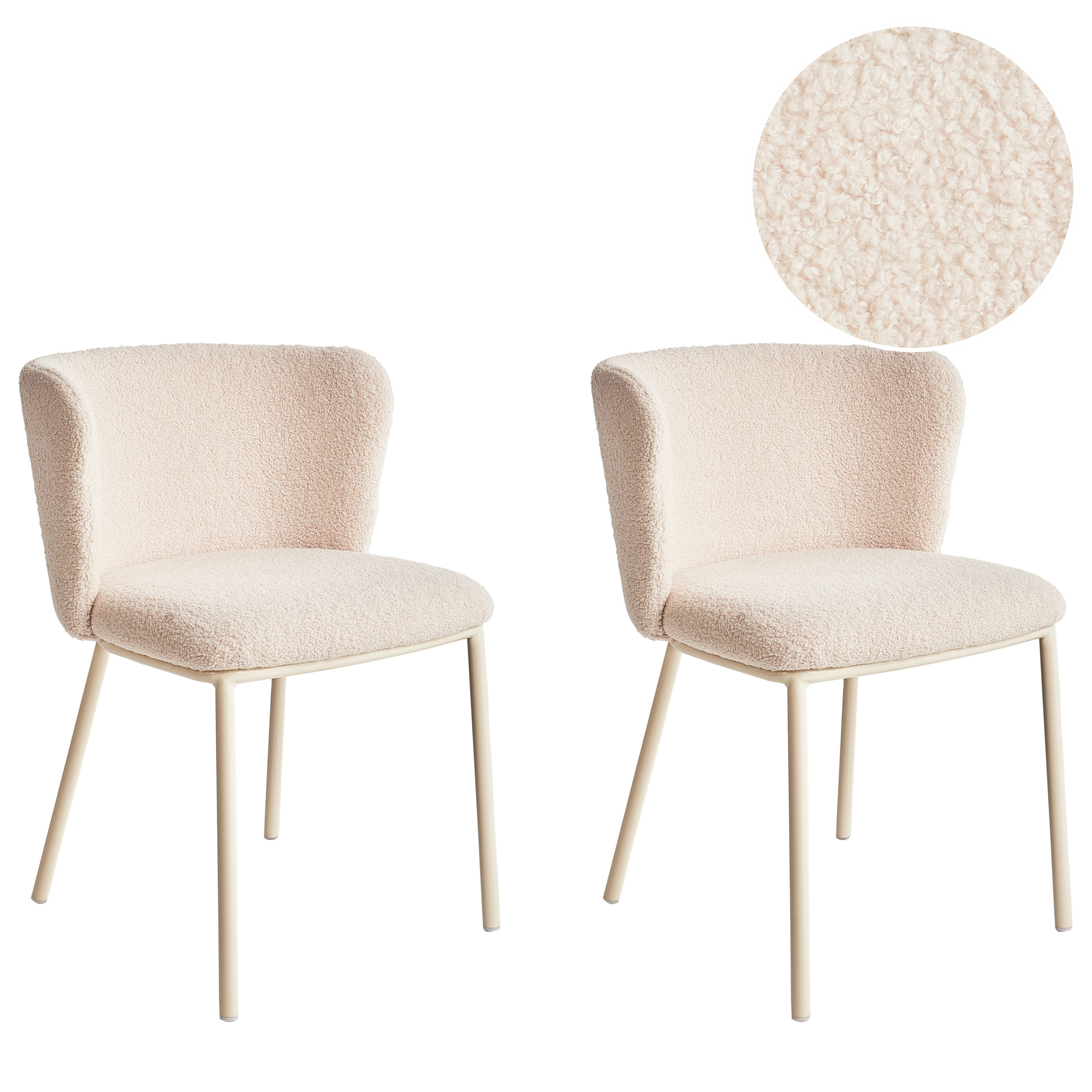 Set med 2 matstolar MINA II Bouclé Ljusbeige