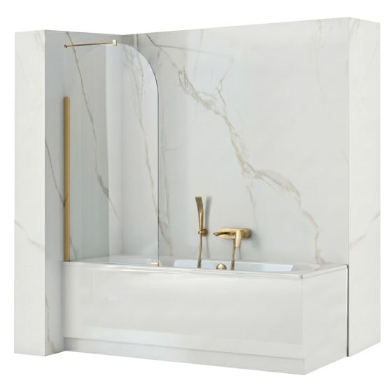 REA Badkarsskärm Travis 80 Borstat Guld, 0,8x80x140cm