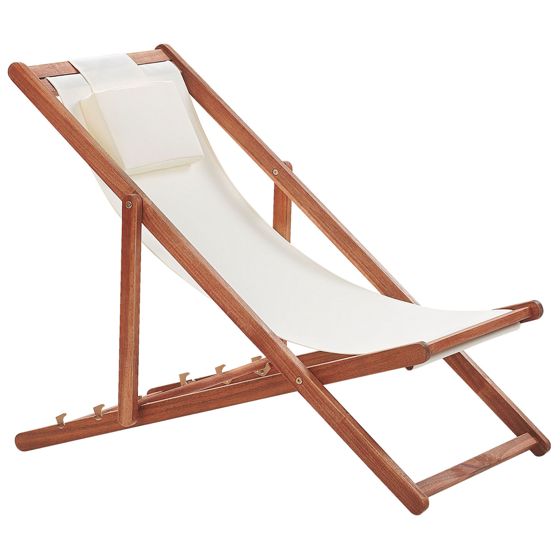 Hopfällbar solstol AVELLINO Akaciaträ Off-White