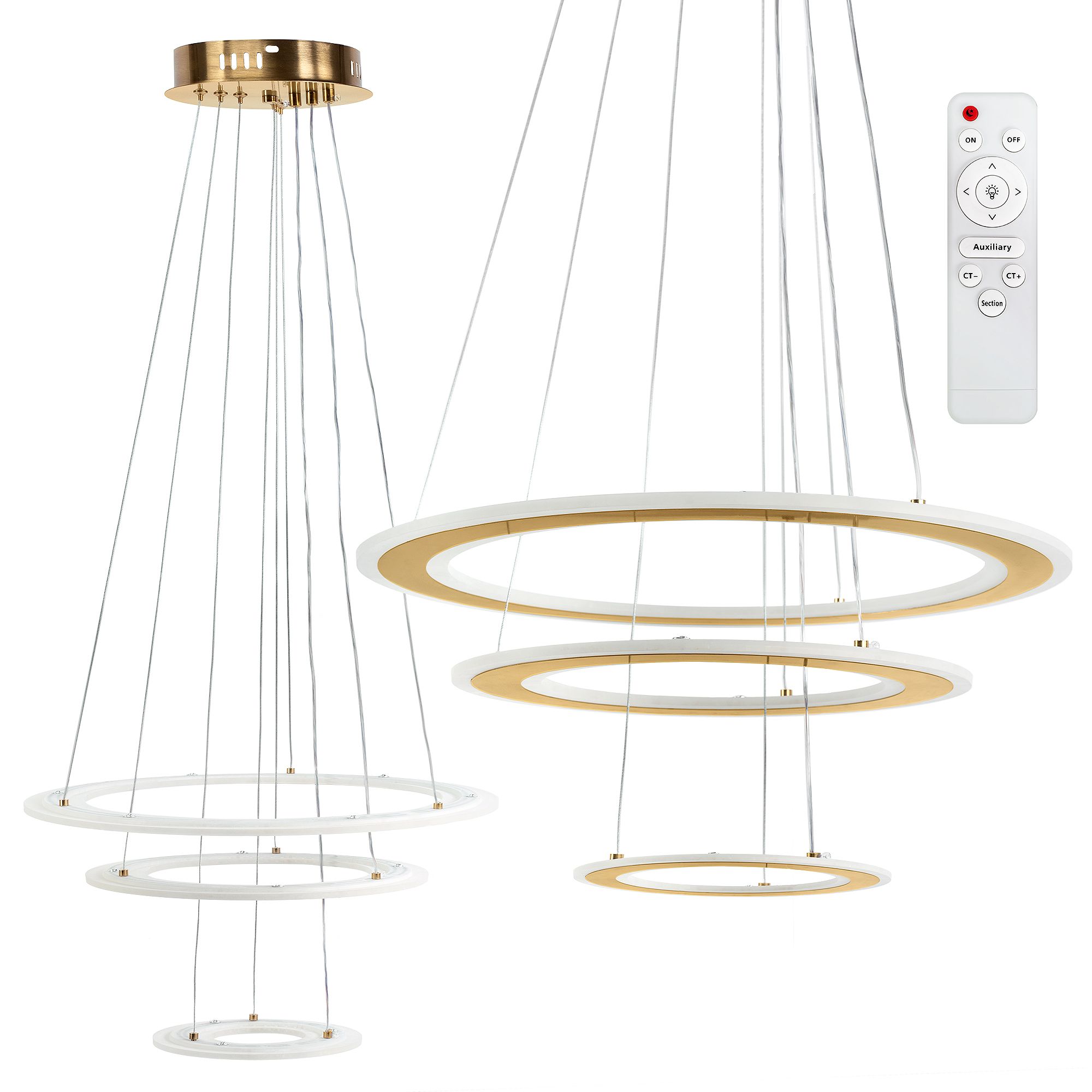 TOOLIGHT hängande taklampa LED G041-3CP Borstat guld 46,5x46,5x90cm