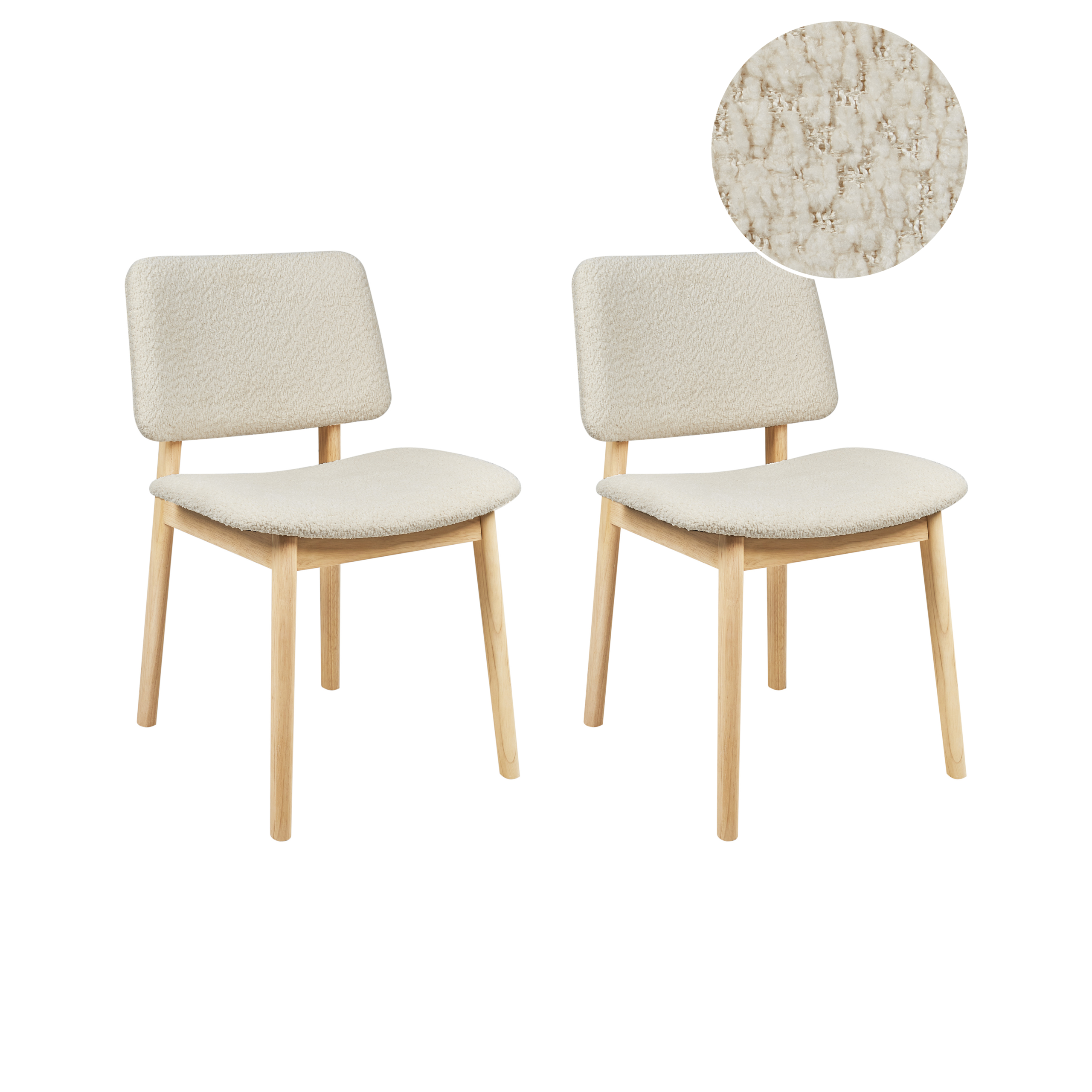 Set med 2 matstolar BLANE Bouclé Ljusbrun/ Vit