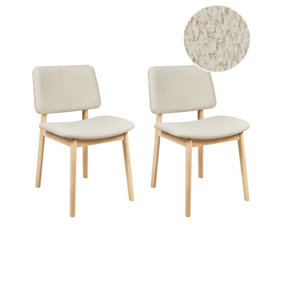 Set med 2 matstolar BLANE Bouclé Ljusbrun/ Vit