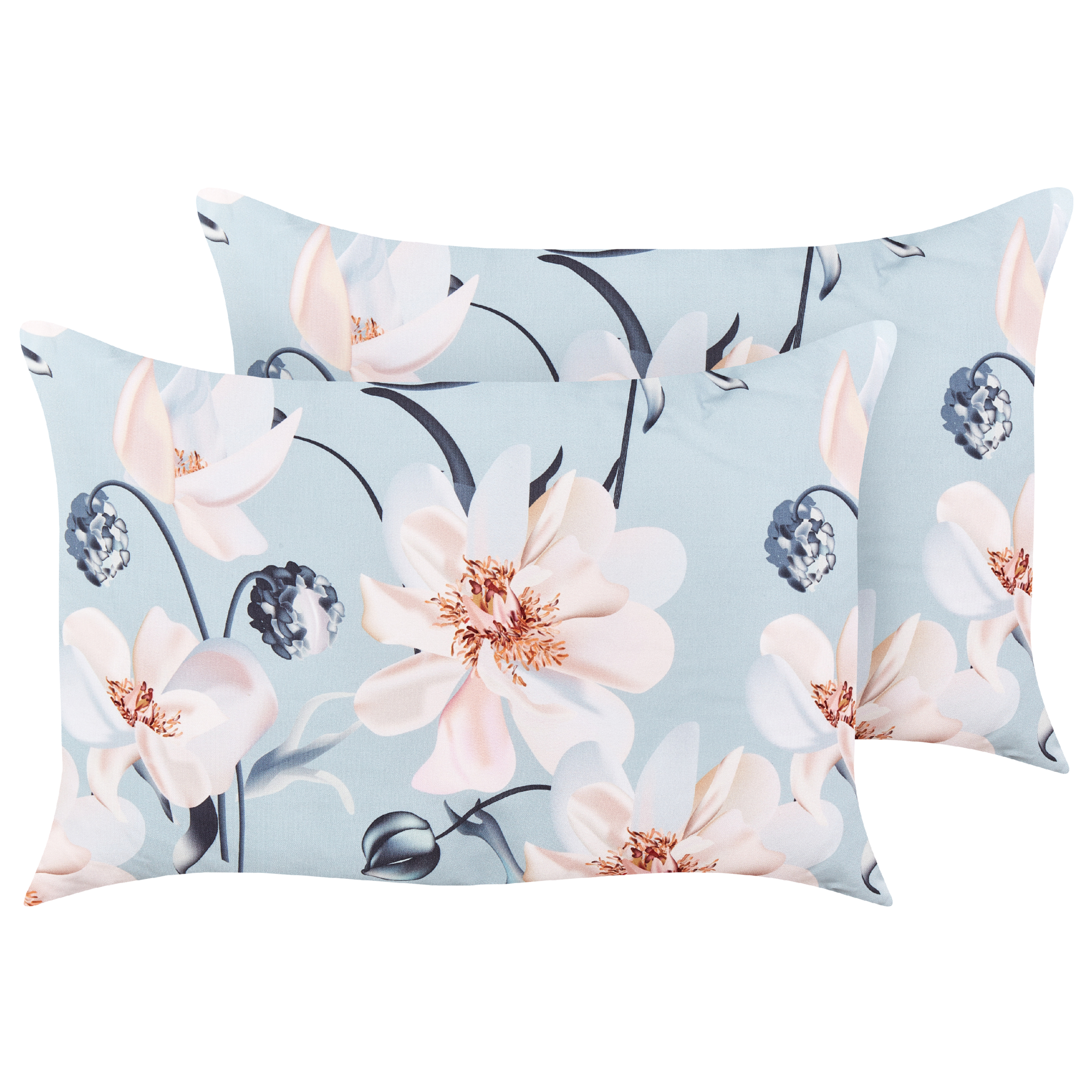 Set med 2 utomhusdynor APRICALE Blommigt tryck 40 x 60 cm Blå