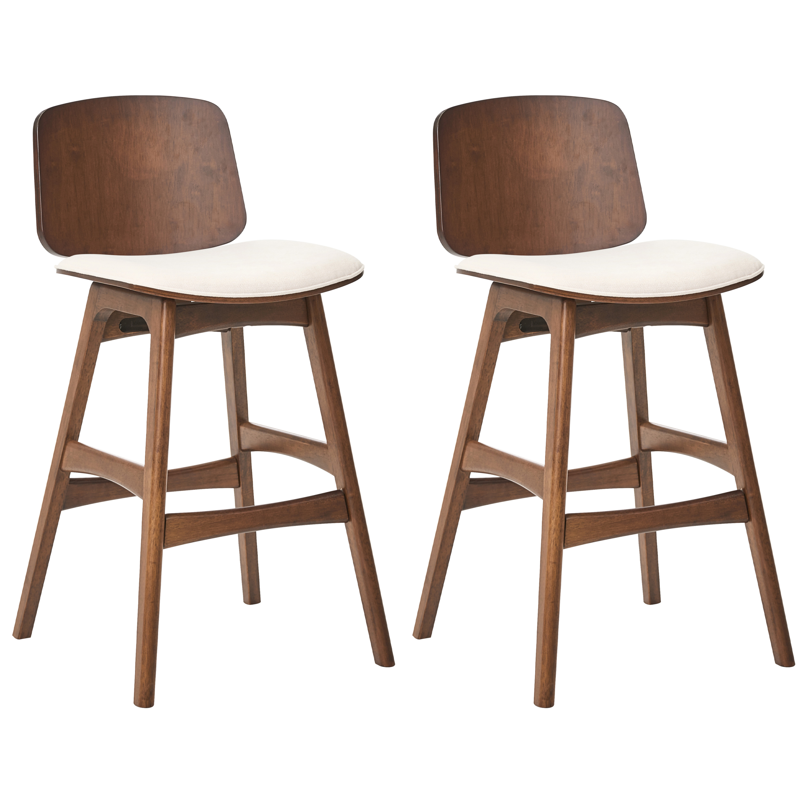 Set med 2 barstolar CHARLESTON Trä Brun/ Ljusbeige