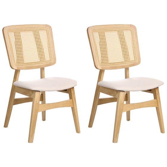 Set med 2 matstolar ALCOVA Trä Ljusbrun