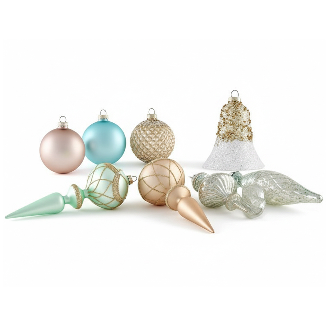 Set med 35 julgranskulor FROSTING Glas Flerfärgad