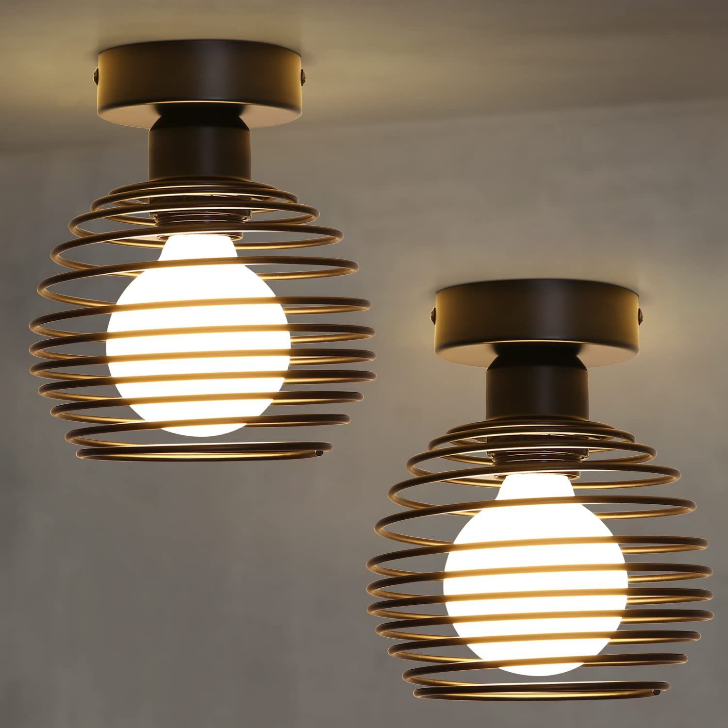 NETTLIFE Vintage - taklampa, 2 ljuskällor retrostil Halllampa svart, E27, max. 40W, utan glödlampor