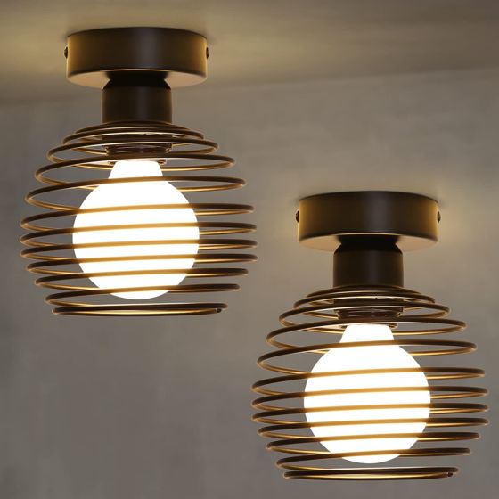 NETTLIFE Vintage - taklampa, 2 ljuskällor retrostil Halllampa svart, E27, max. 40W, utan glödlampor