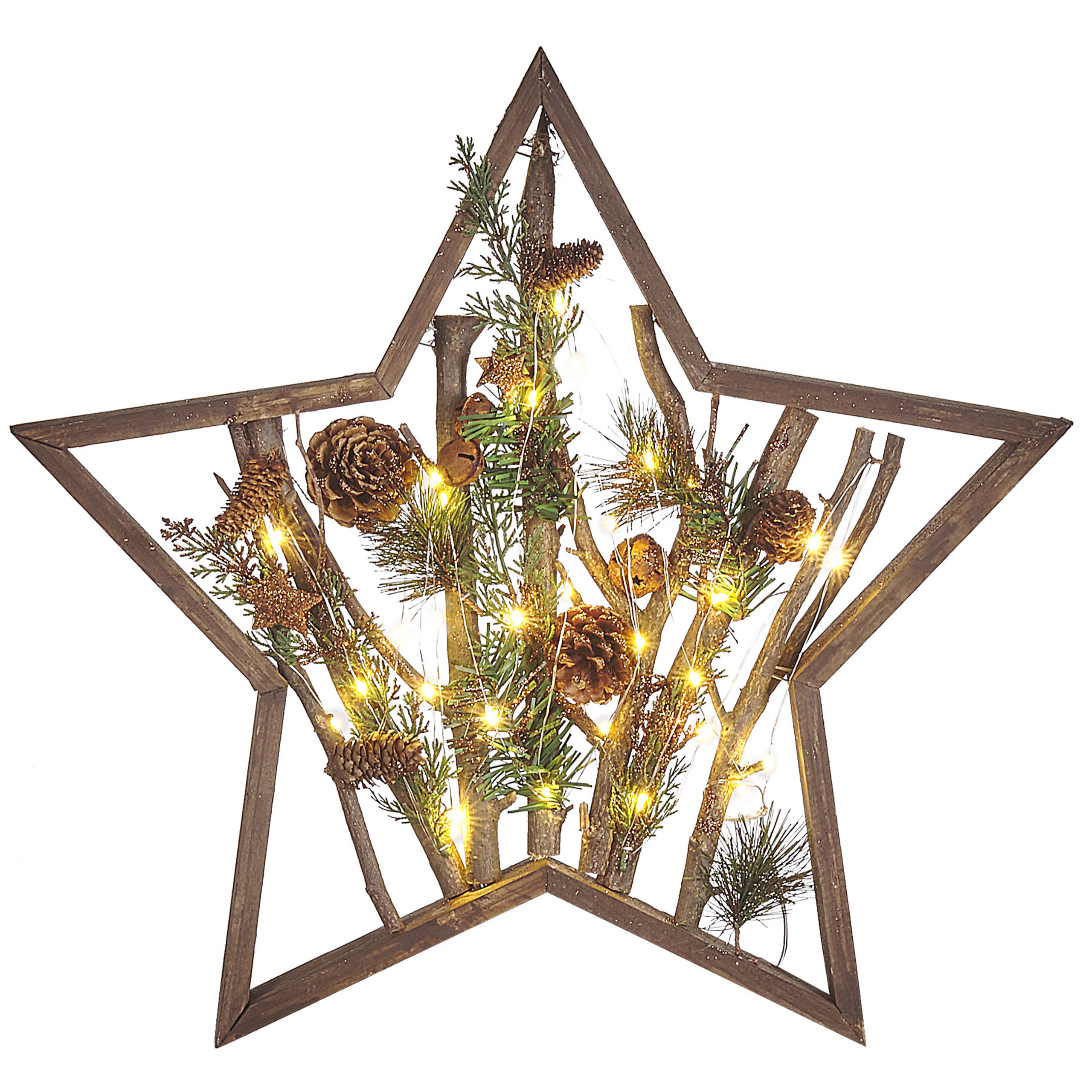 Julpynt LED DOKKA 46 cm Stjärna Brun