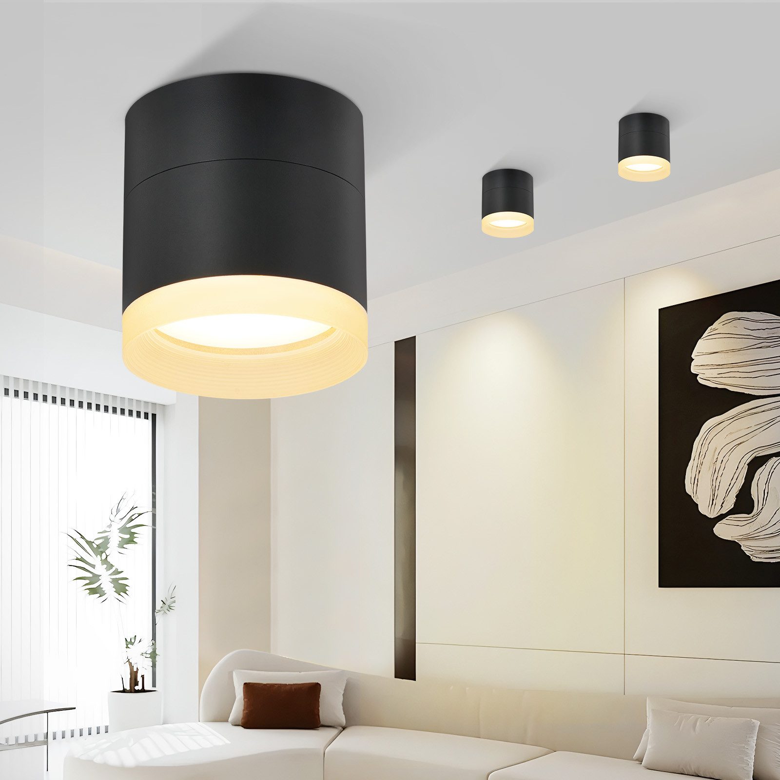 NETTLIFE LED - utanpåliggande spotlight rund takspotlight svart 5 W utanpåliggande spotlight liten akryl