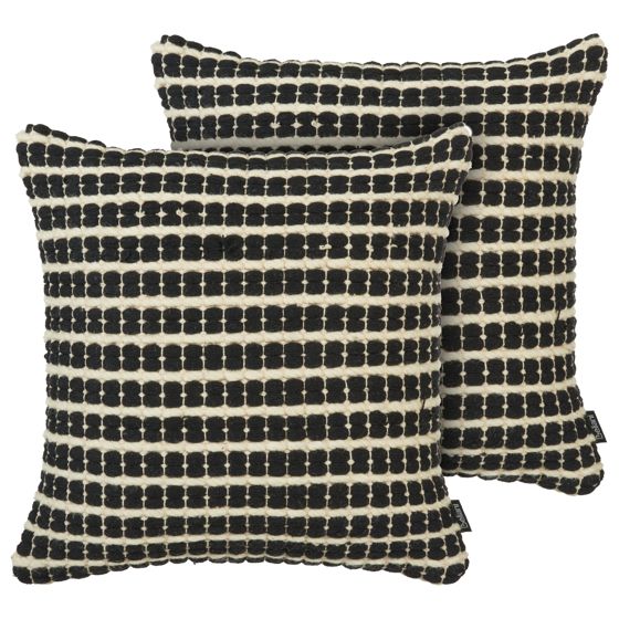 Set med 2 prydnadskuddar YONCALI 45 x 45 cm Bomull Svart Rutigt tryck