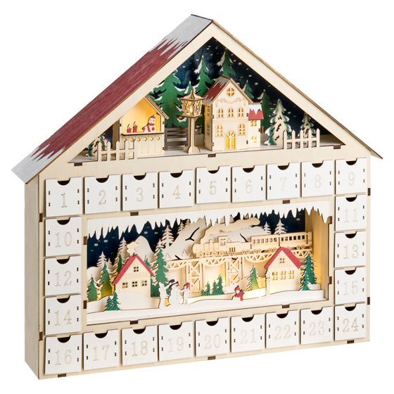 Julpynt LED NISSER 44 cm Adventskalender Ljusbrun