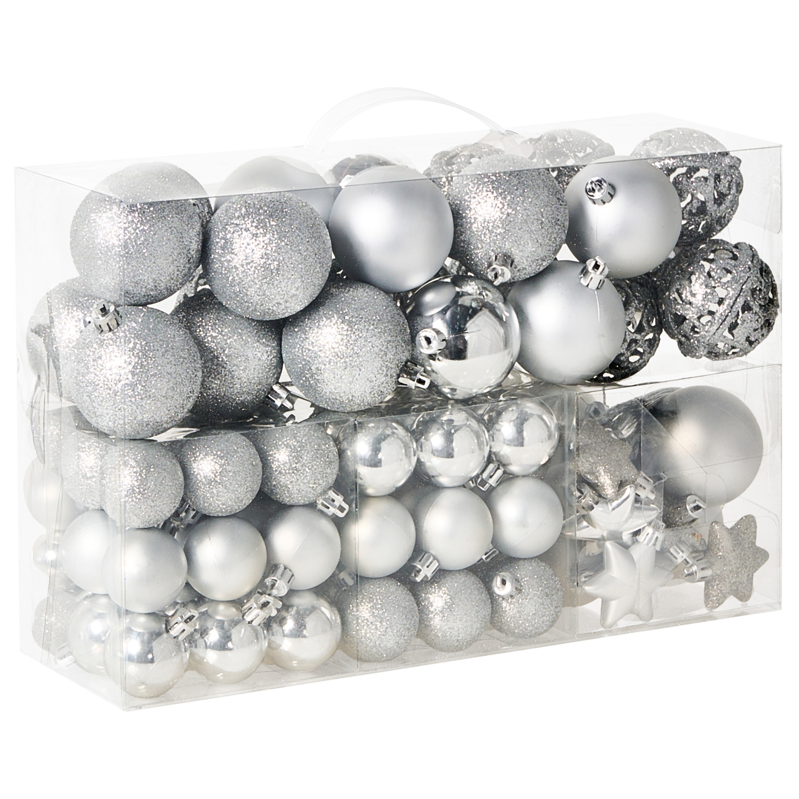 Set med 102 julgranskulor BANDAK Silver