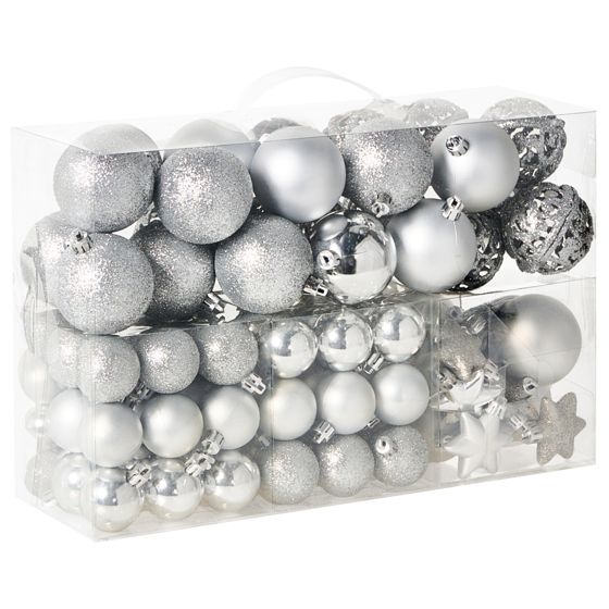 Set med 102 julgranskulor BANDAK Silver