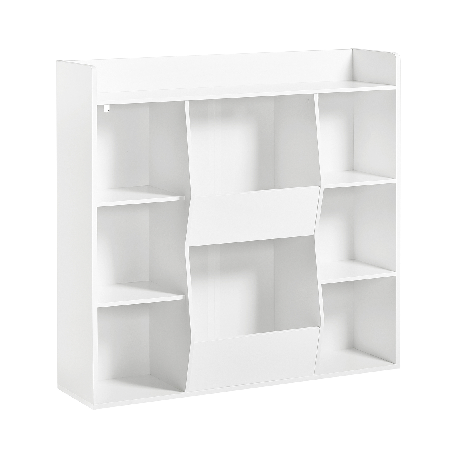 SoBuy KMB55-W bokhylla för barn, multifunktionellt bokhylla, med 6 hyllor och 2 fack, 106 x 30 x 104 cm, ES
