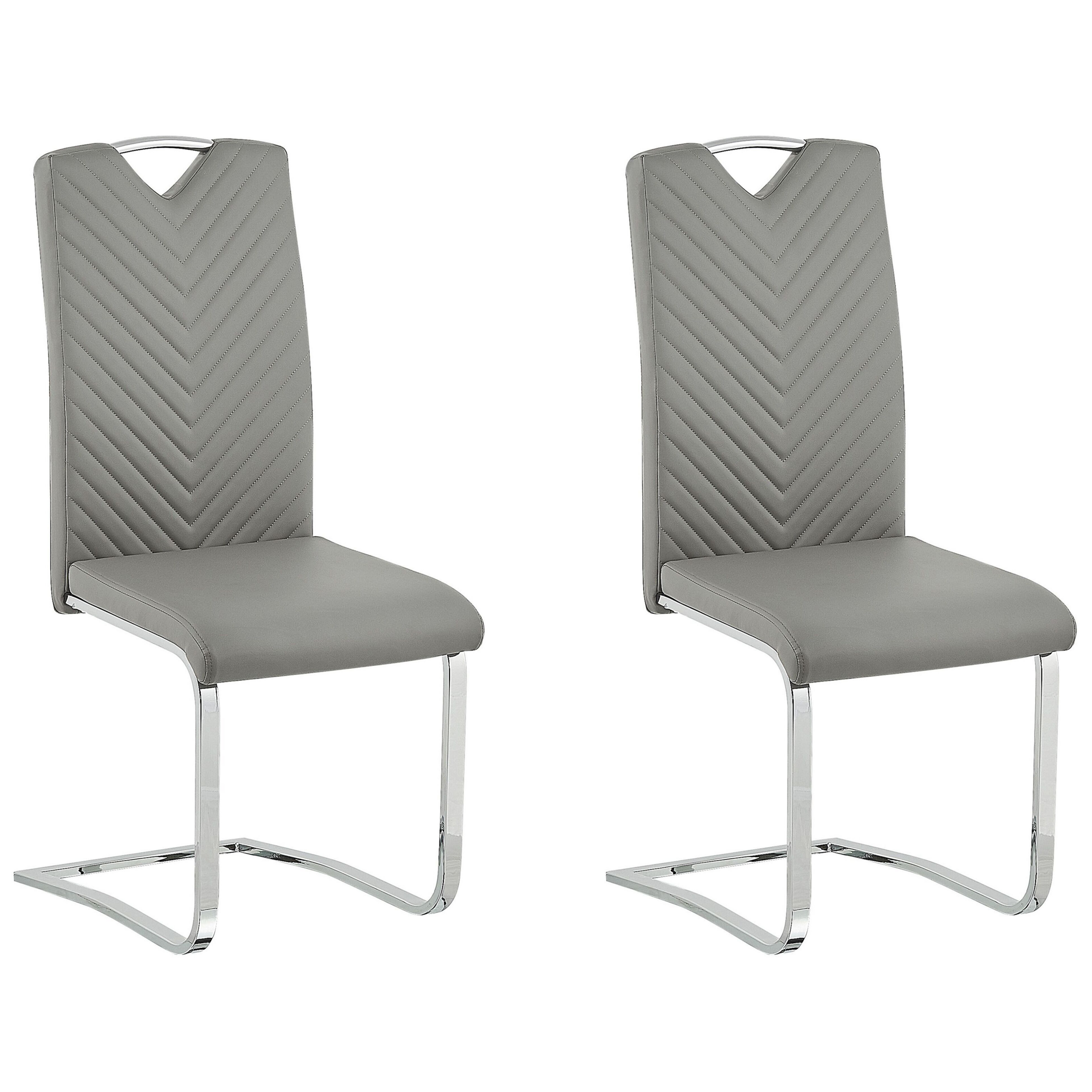 Set med 2 matstolar PICKNES Konstläder Ljusgrå