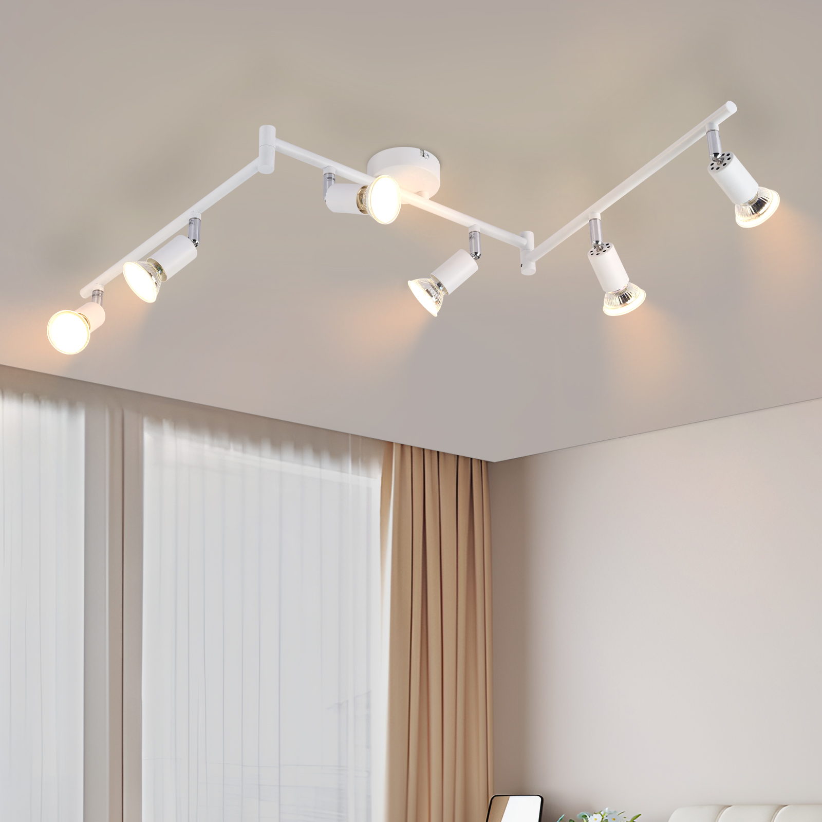 NETTLIFE LED - taklampa 6 spotlights GU10 - takspotlight modern inomhus taklampa vit för vardagsrum, badrum, kök