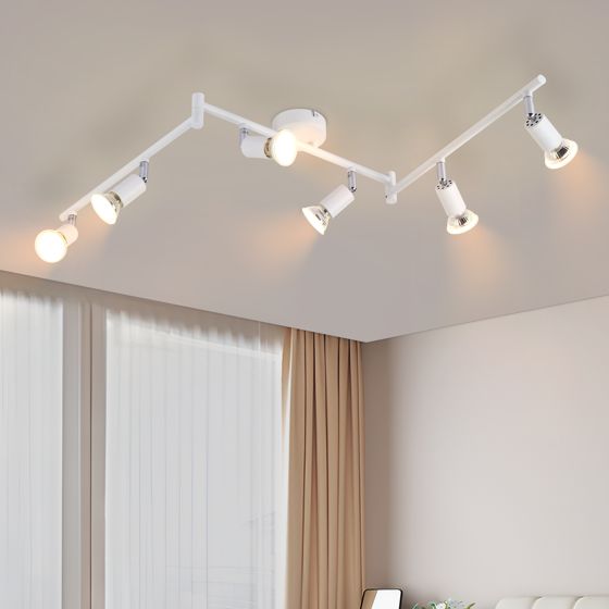 NETTLIFE LED - taklampa 6 spotlights GU10 - takspotlight modern inomhus taklampa vit för vardagsrum, badrum, kök