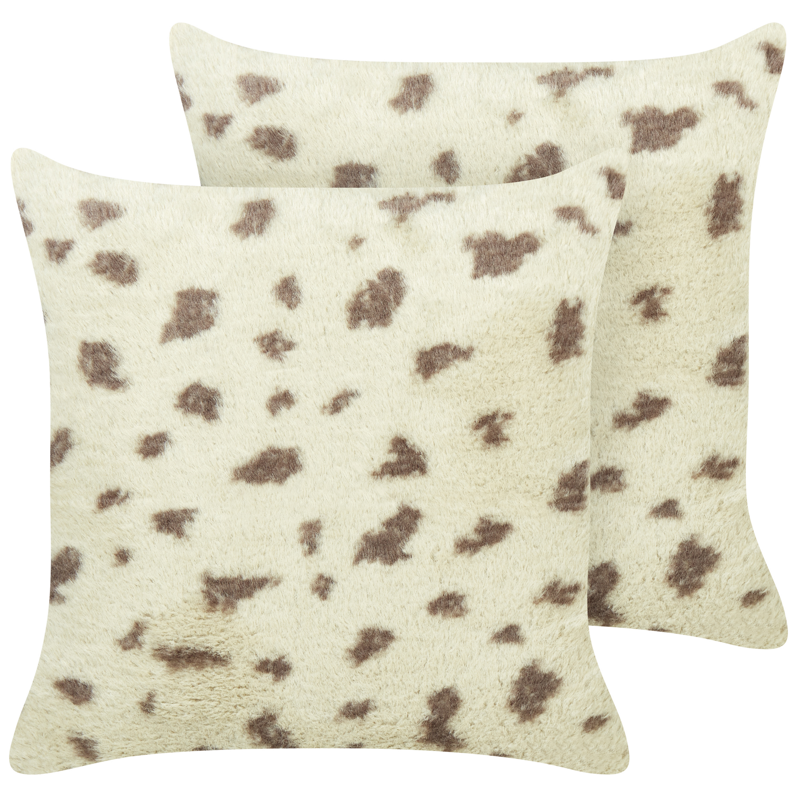 Set med 2 prydnadskuddar KASRA 45 x 45 cm Fuskpäls Beige Abstrakt tryck
